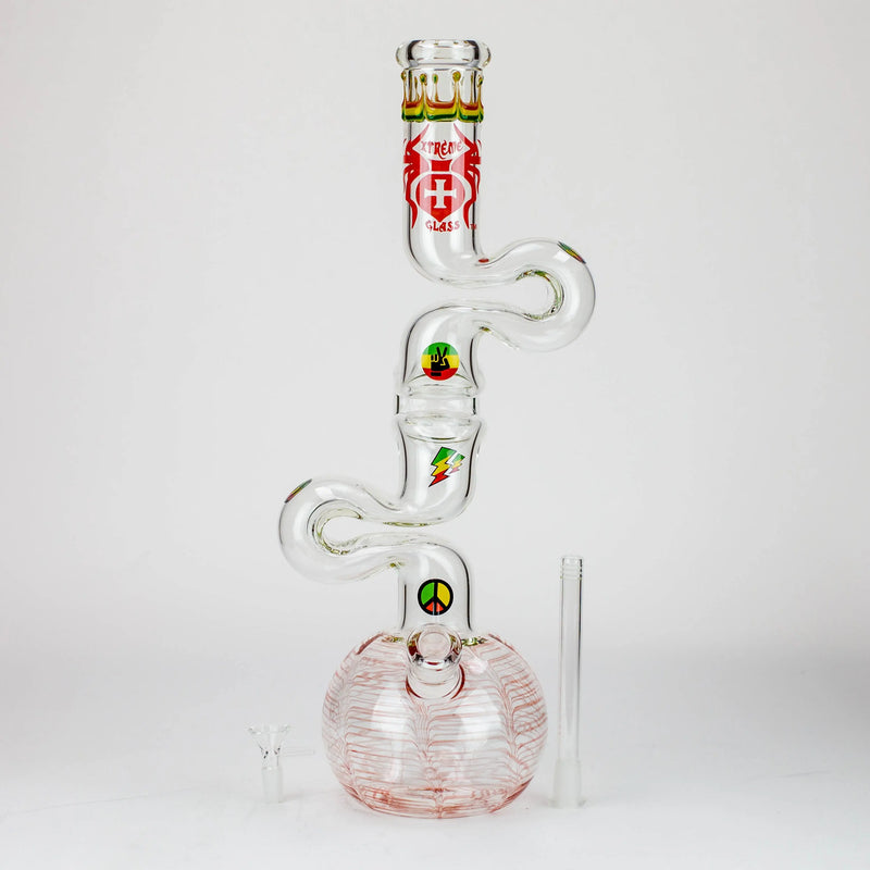 20 Inch Kink Zong Beaker Bong with bowl piece and downstem from XTREME Glass