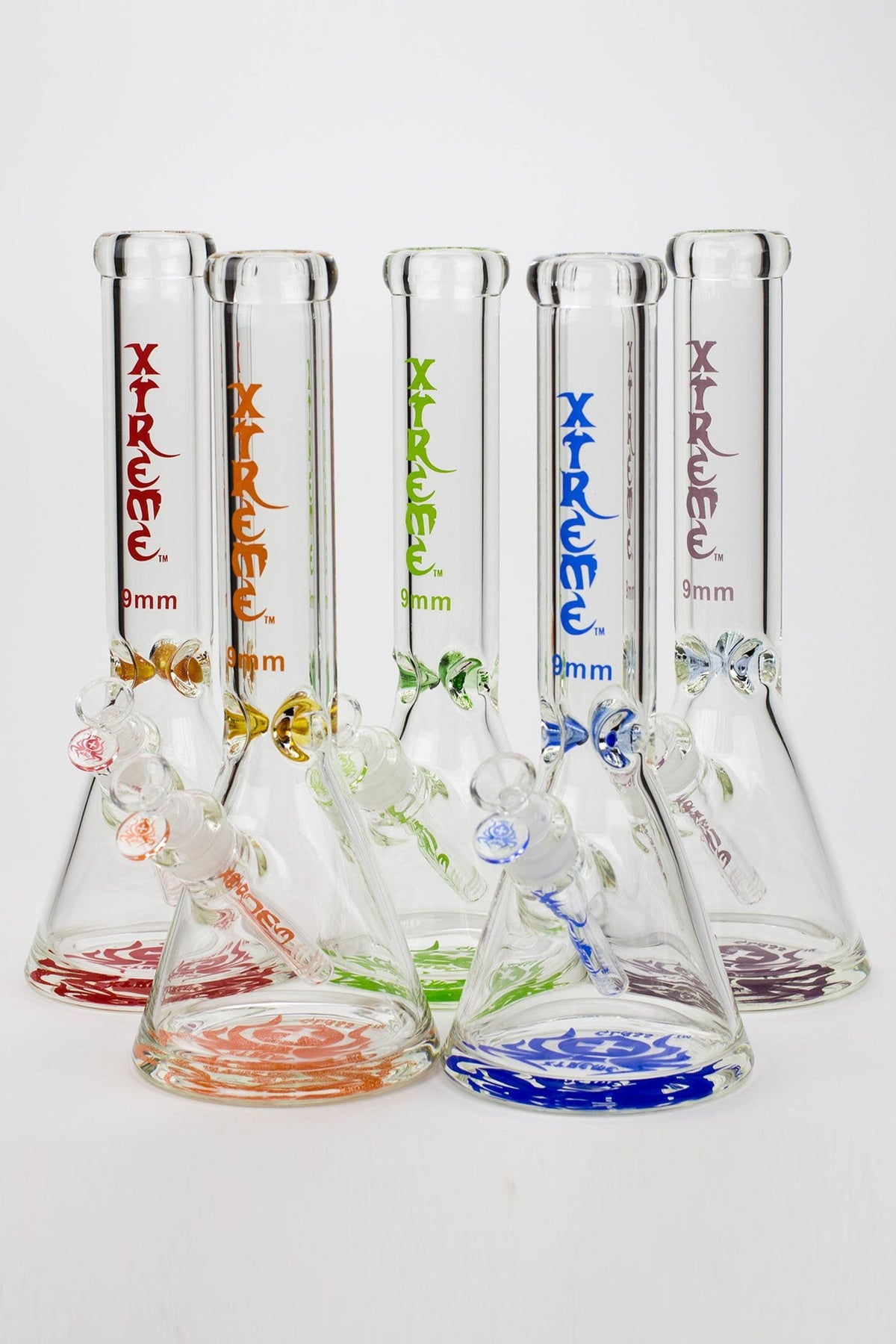 Five 14 Inch Scientific Beaker Bongs by XTREME Glass